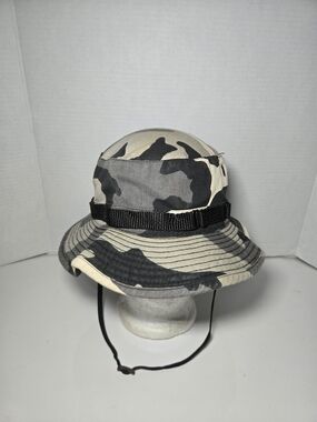 Vintage 1986 U.S. Military Bucket Hat With Chin Strap.